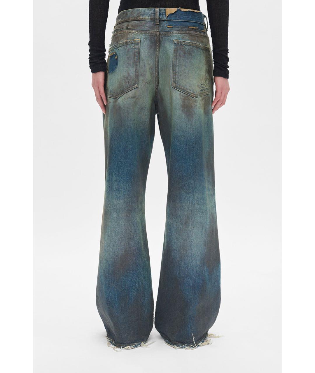 ANN DEMEULEMEESTER Синие хлопковые прямые джинсы, фото 3