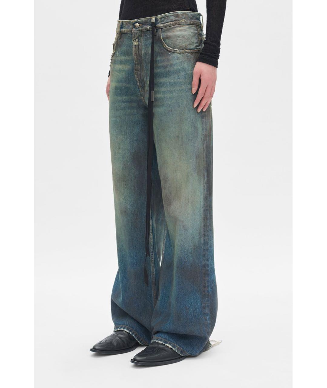 ANN DEMEULEMEESTER Синие хлопковые прямые джинсы, фото 2