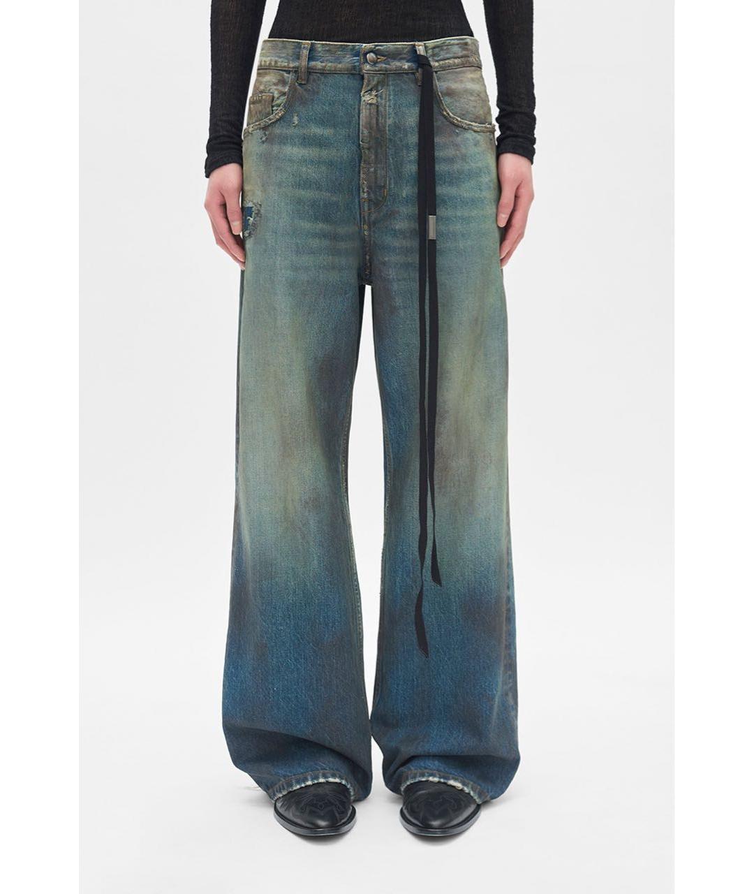 ANN DEMEULEMEESTER Синие хлопковые прямые джинсы, фото 4