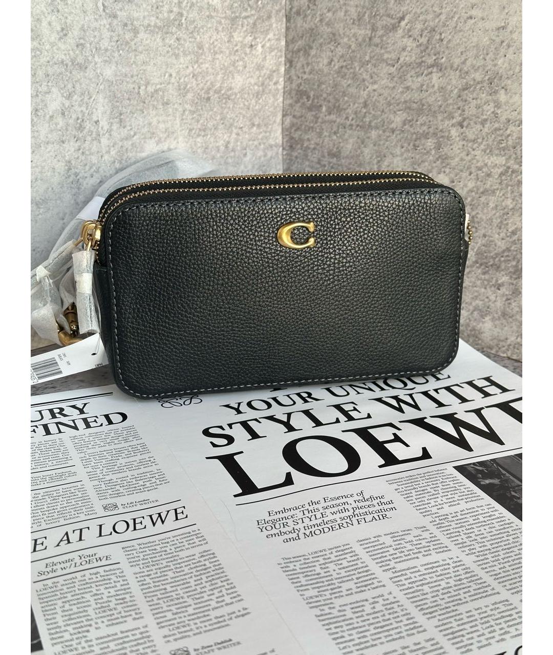 COACH Черная кожаная сумка через плечо, фото 5