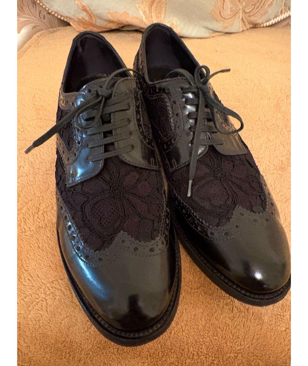 DOLCE&GABBANA Черные кожаные брогги и оксфорды, фото 2