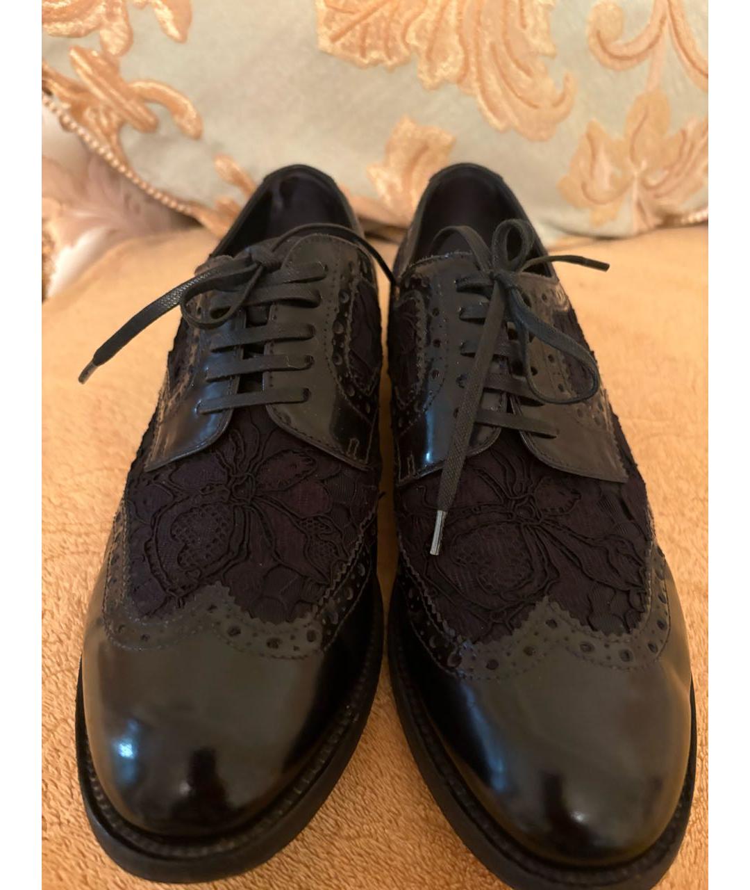 DOLCE&GABBANA Черные кожаные брогги и оксфорды, фото 5