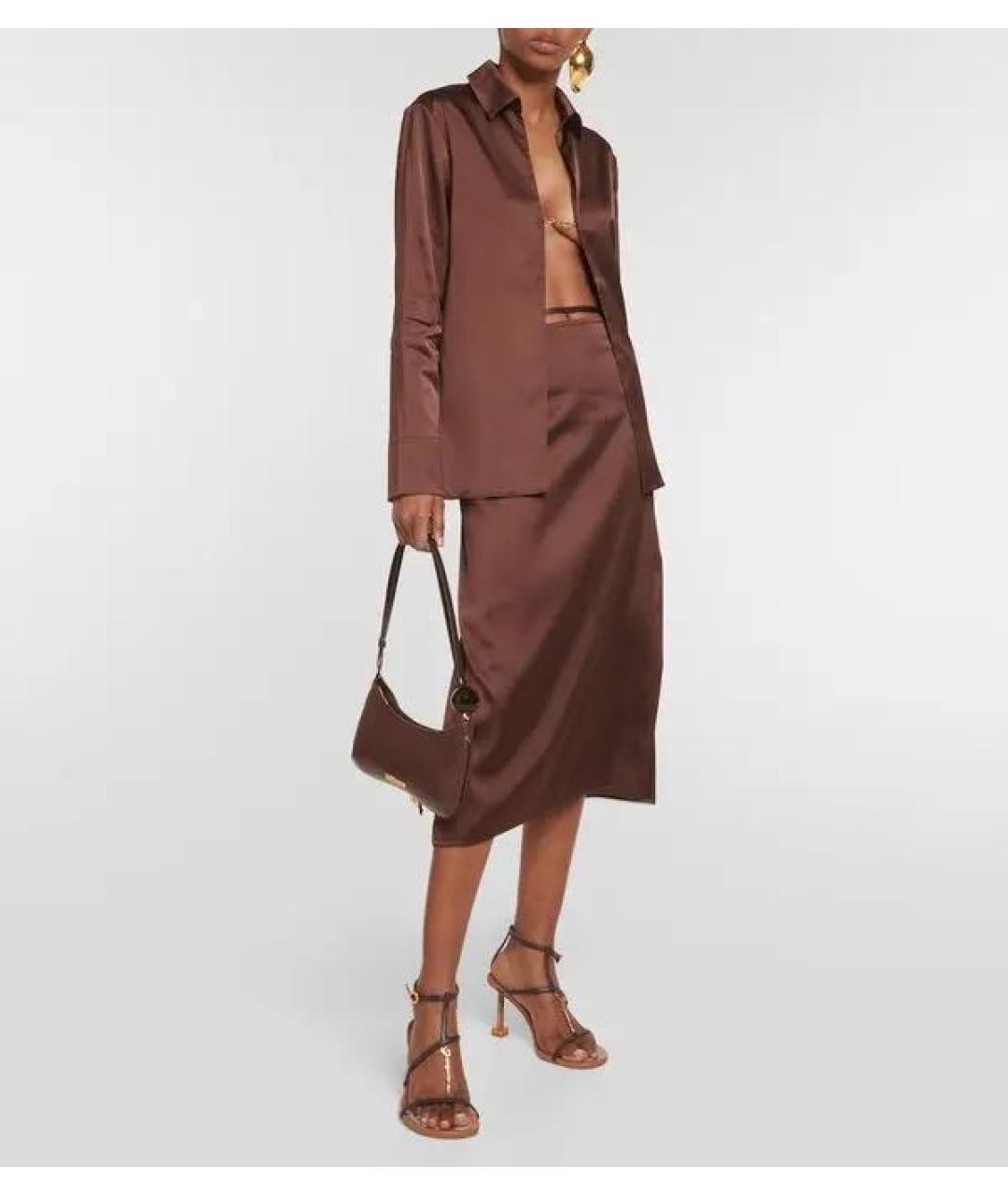 JACQUEMUS Коричневый вискозный костюм с юбками, фото 5