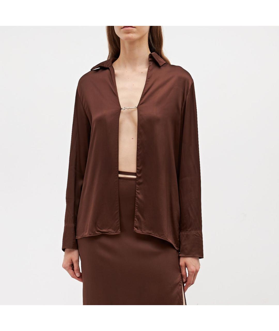 JACQUEMUS Коричневый вискозный костюм с юбками, фото 4