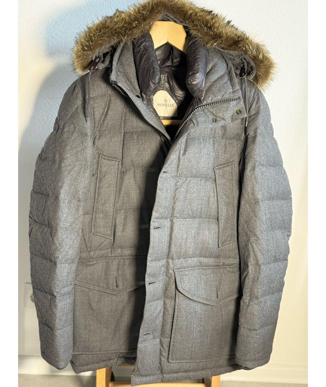 MONCLER Серая меховая куртка, фото 8