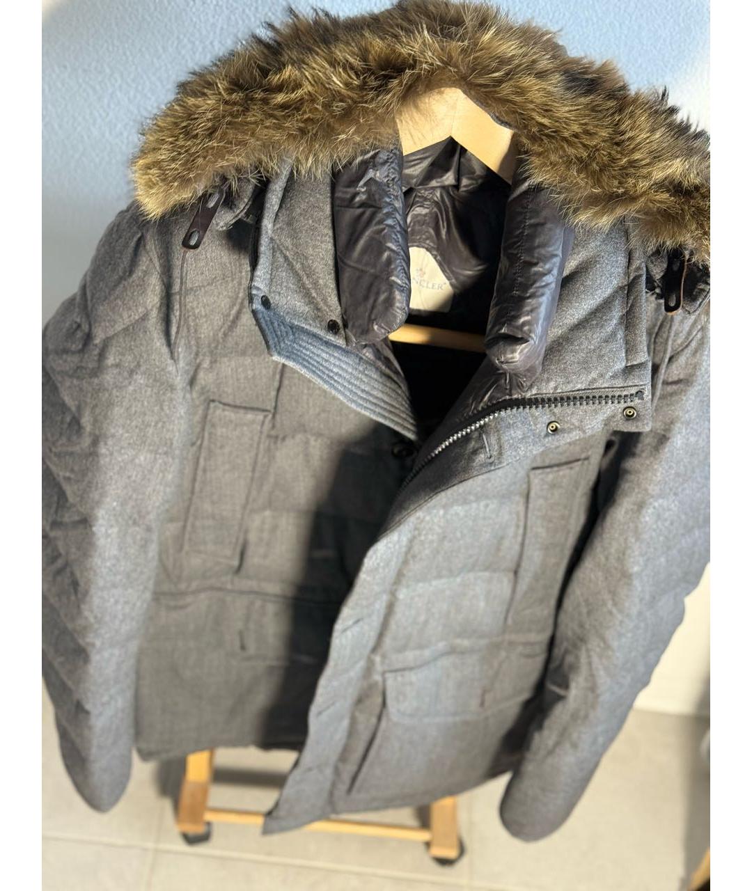MONCLER Серая меховая куртка, фото 2