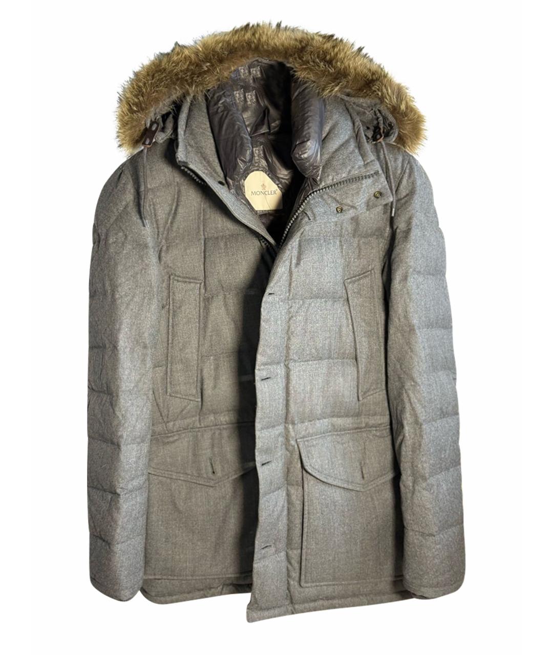 MONCLER Серая меховая куртка, фото 1