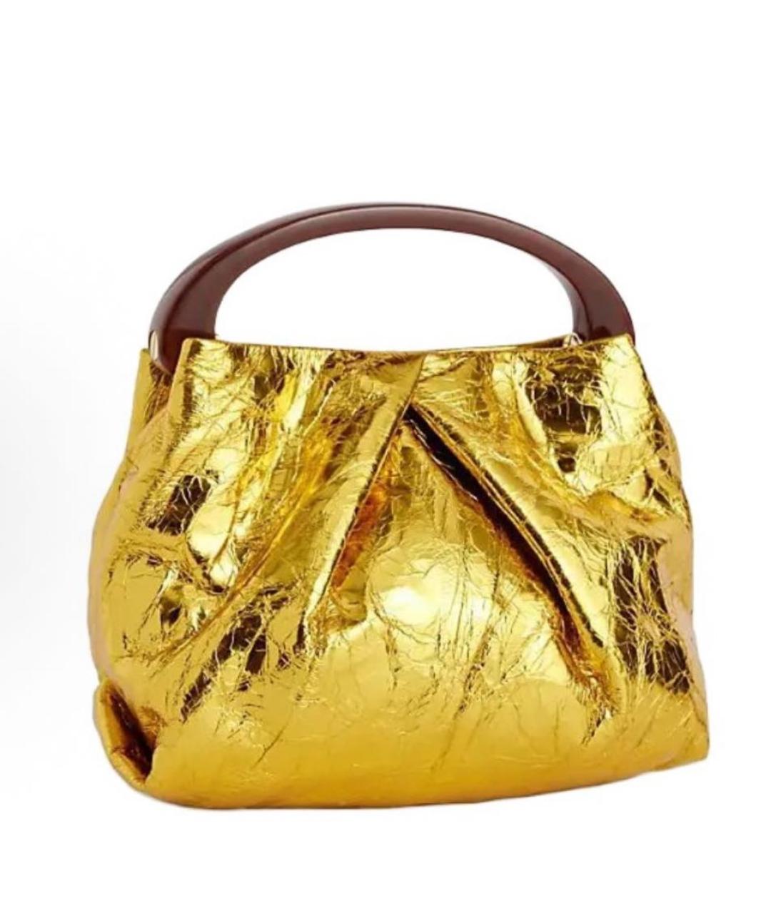 DRIES VAN NOTEN Золотая кожаная сумка с короткими ручками, фото 4