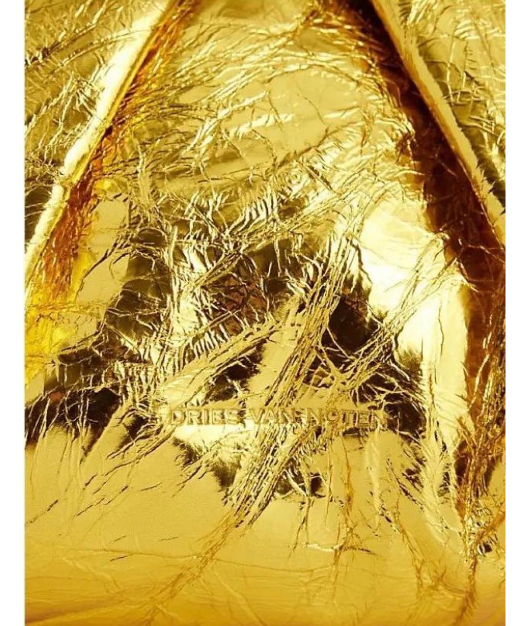 DRIES VAN NOTEN Золотая кожаная сумка с короткими ручками, фото 2