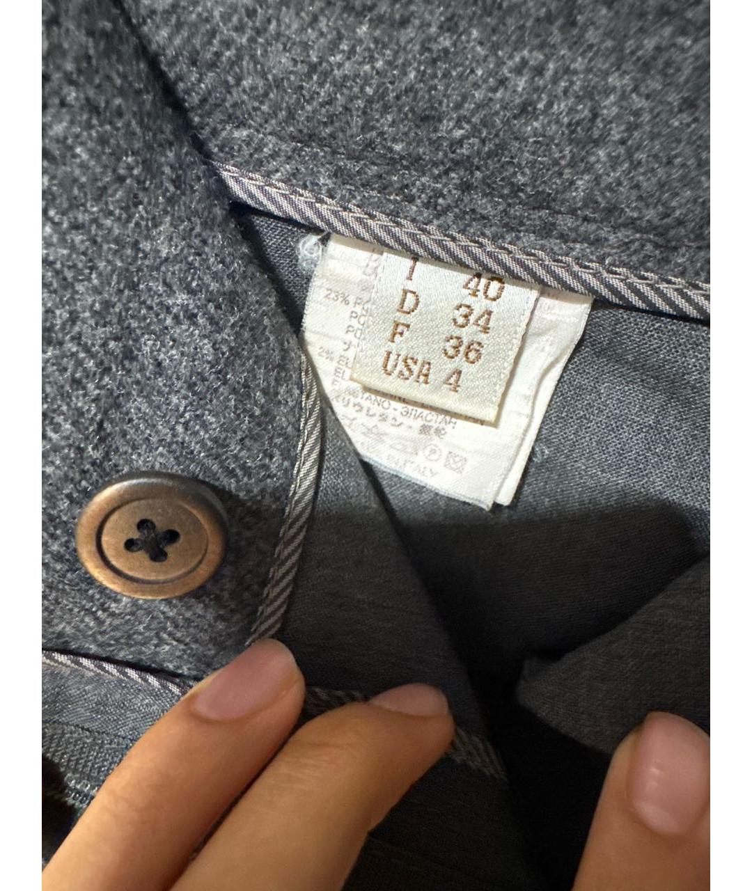 BRUNELLO CUCINELLI Серые шерстяные брюки узкие, фото 4