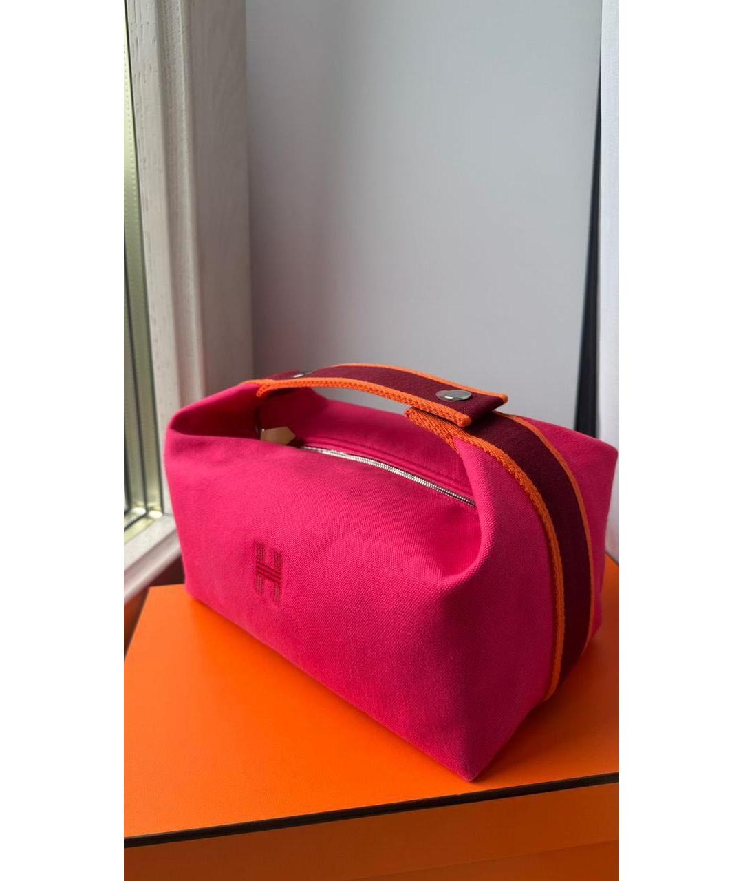 HERMES Фуксия хлопковая косметичка, фото 5