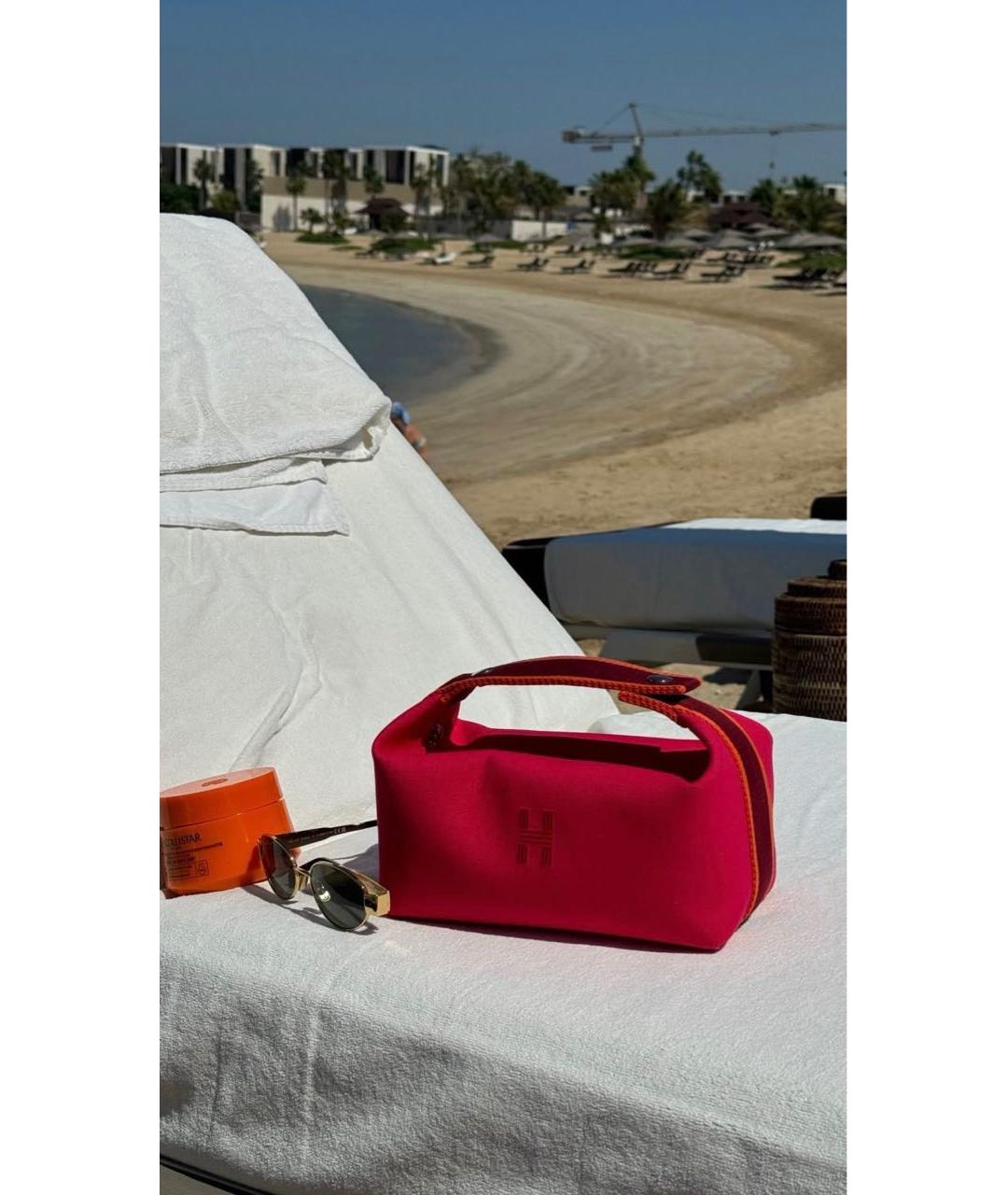 HERMES Фуксия хлопковая косметичка, фото 3