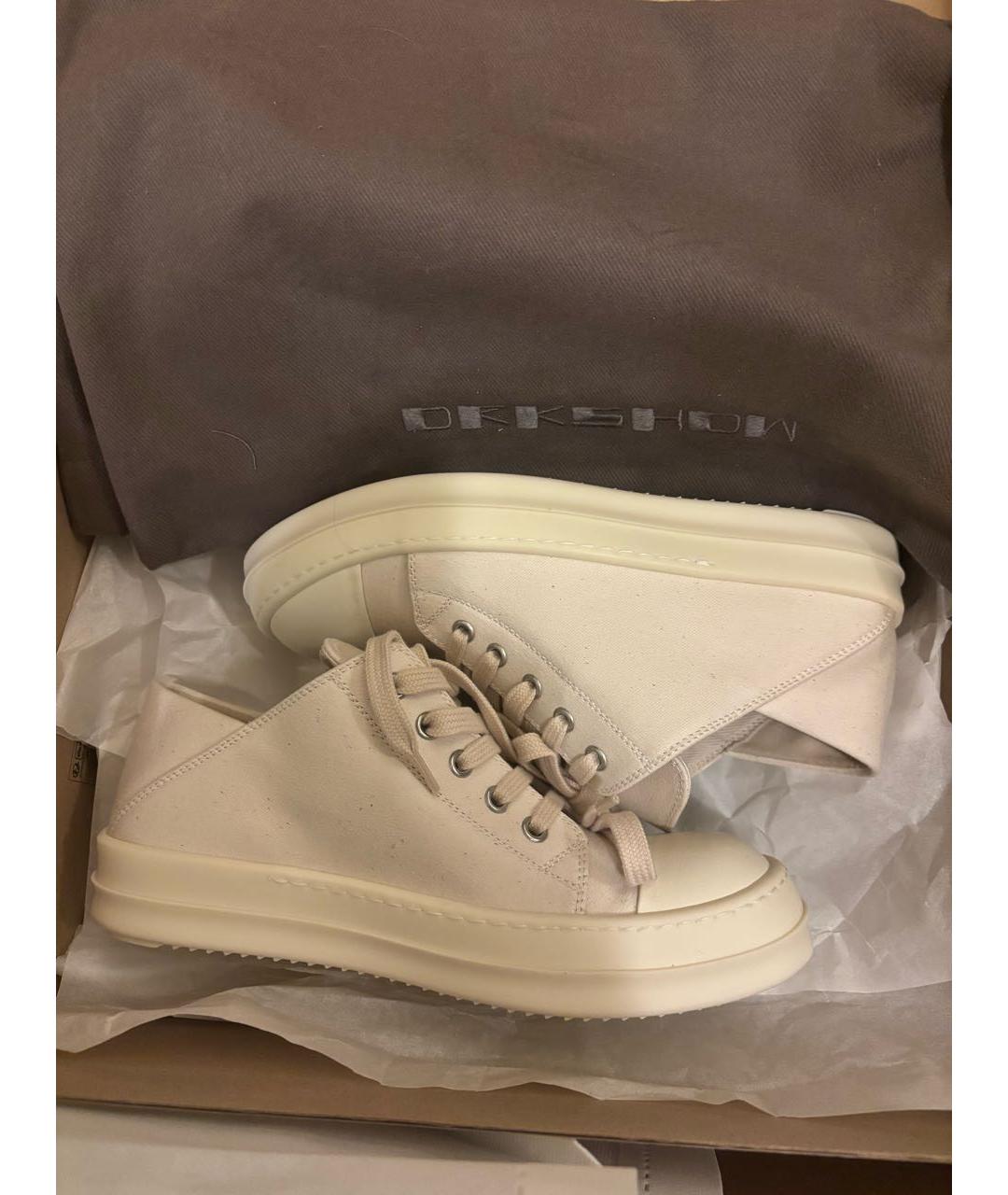 RICK OWENS Белые текстильные кеды, фото 8