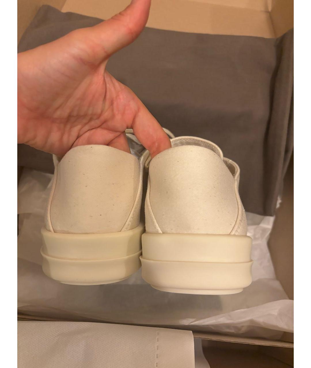 RICK OWENS Белые текстильные кеды, фото 4