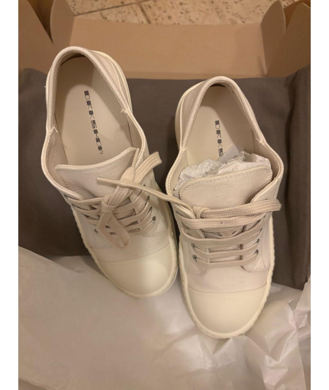 RICK OWENS Белые текстильные кеды, фото 2