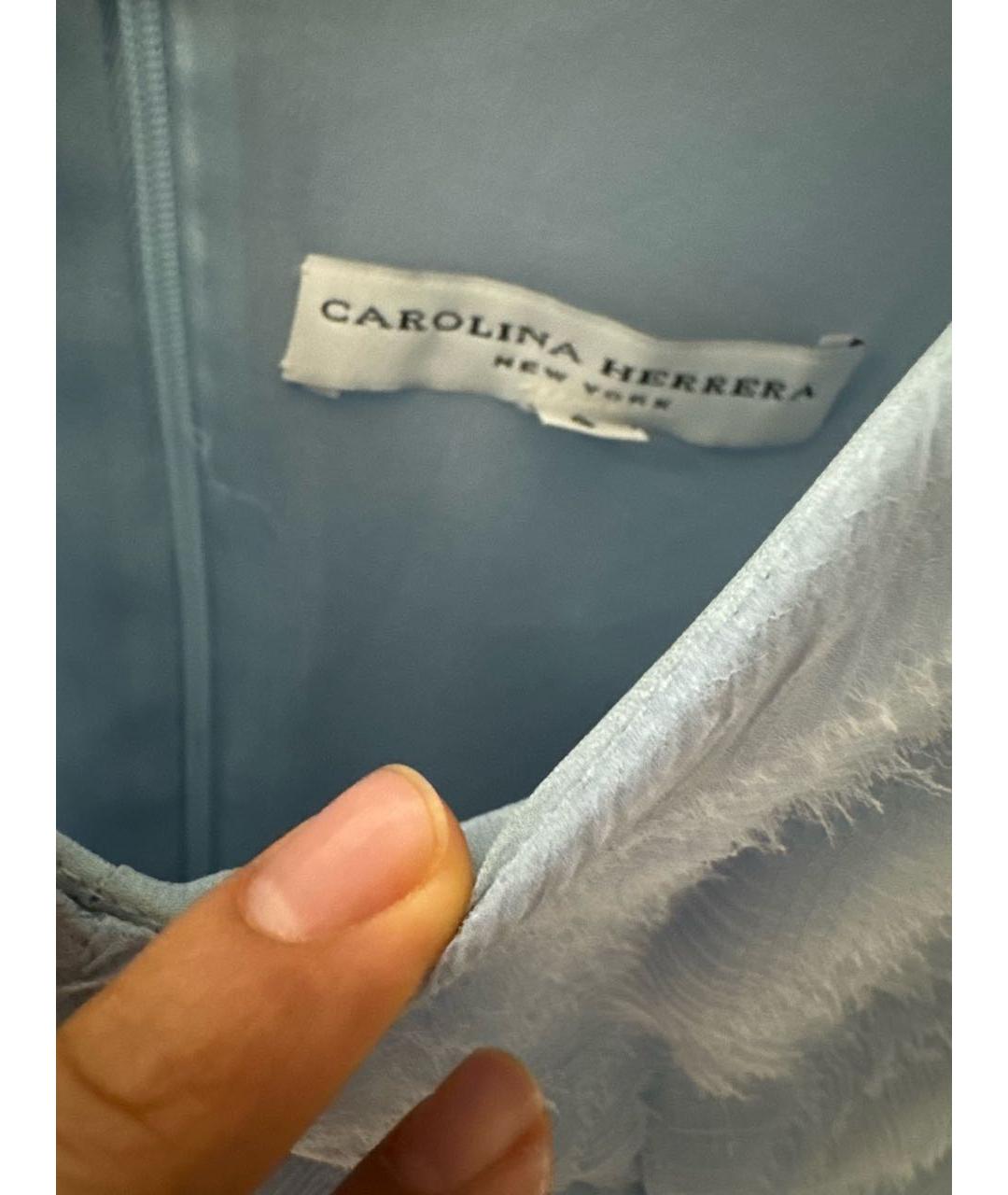 CAROLINA HERRERA Голубое шелковое коктейльное платье, фото 4