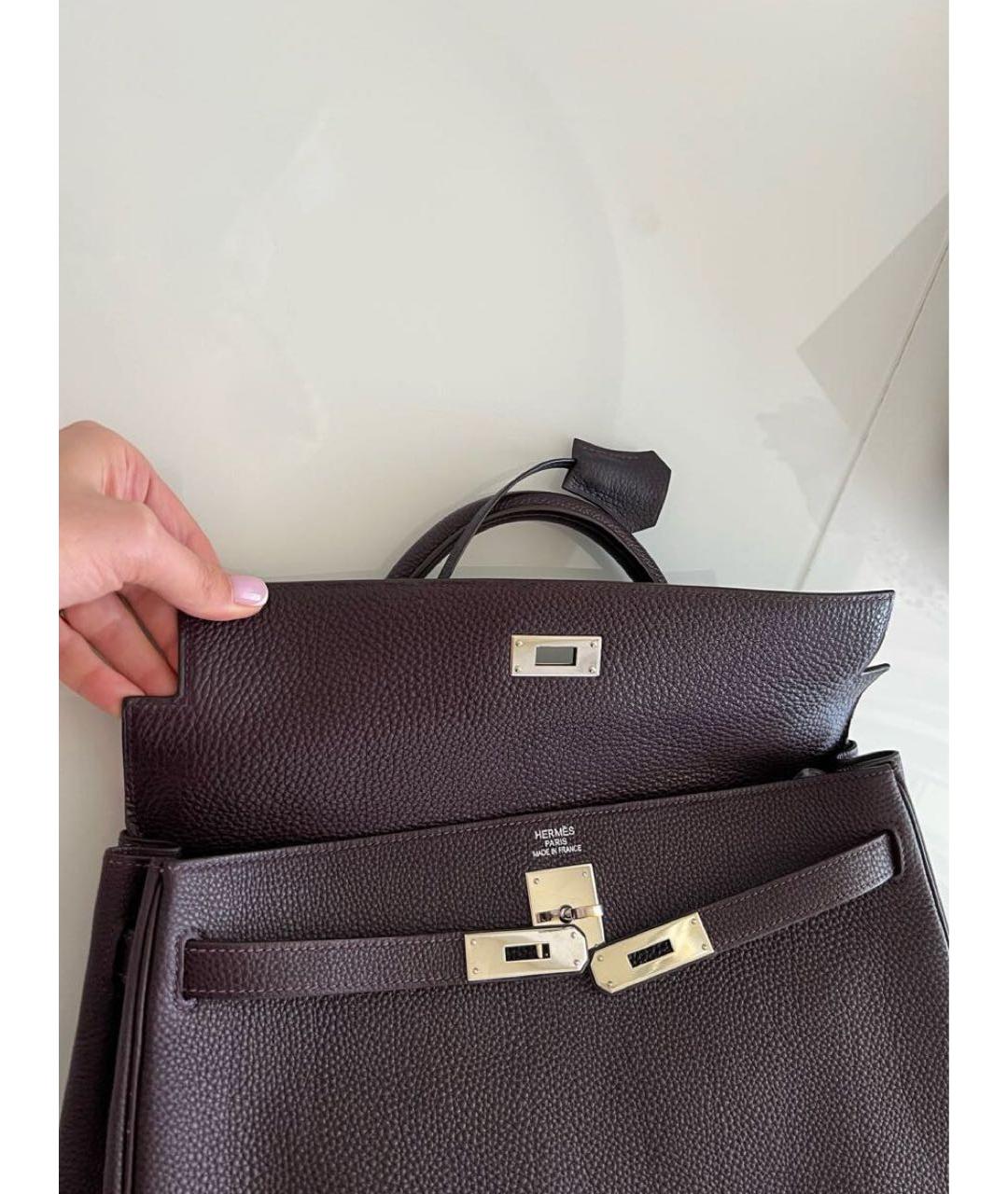 HERMES Фиолетовая кожаная сумка тоут, фото 4