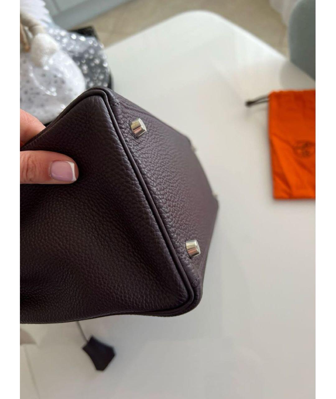 HERMES Фиолетовая кожаная сумка тоут, фото 2