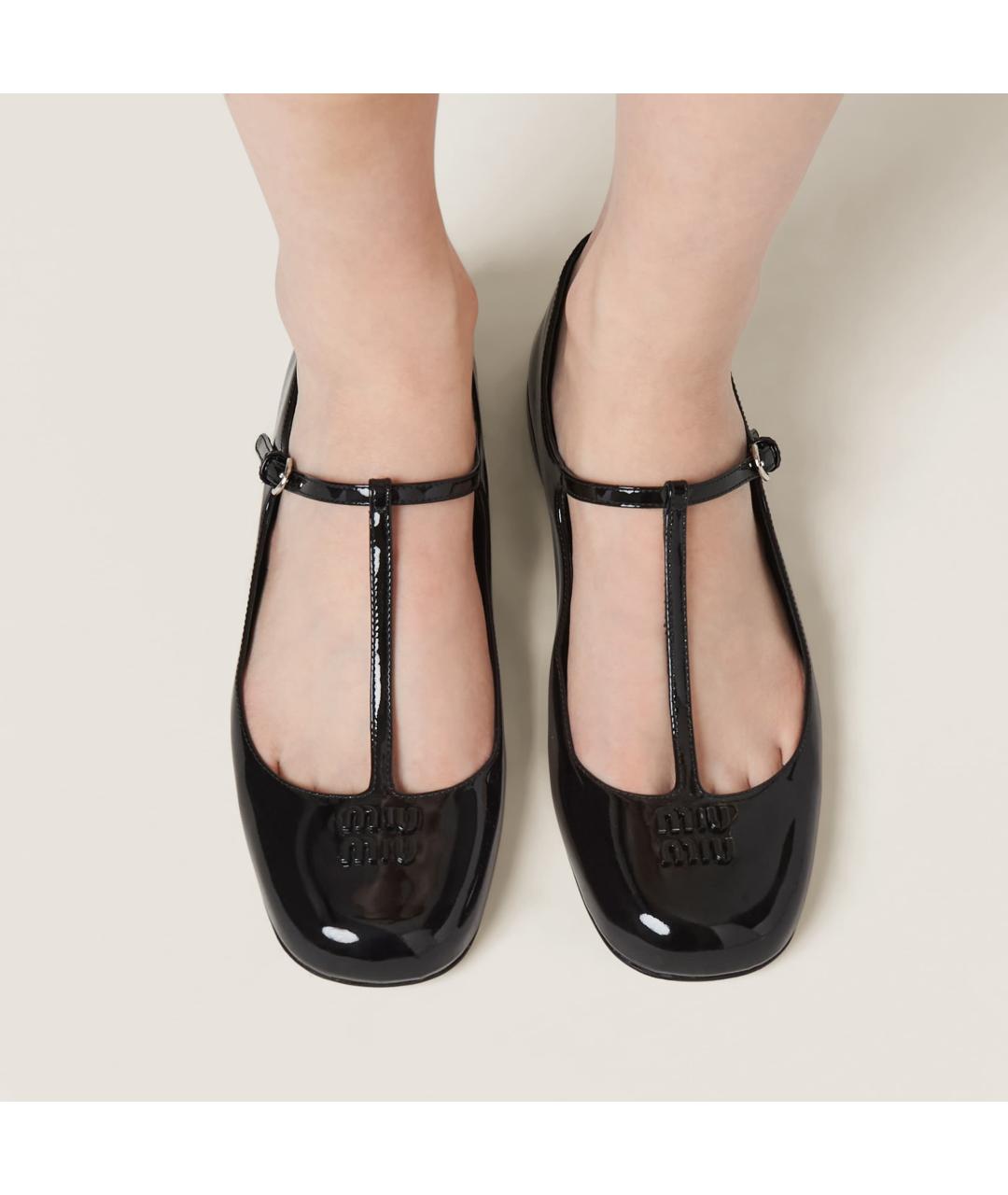 MIU MIU Черные балетки из лакированной кожи, фото 8