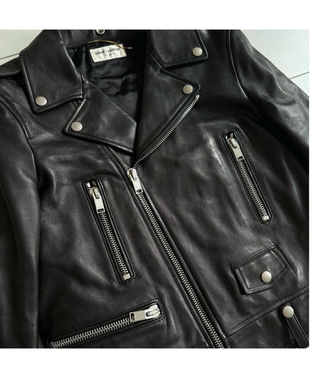 SAINT LAURENT Черная кожаная куртка, фото 5