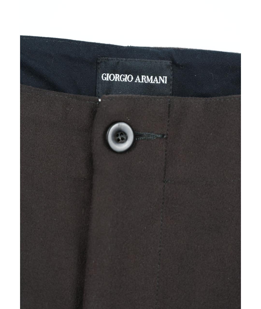 GIORGIO ARMANI Коричневые полиэстеровые прямые брюки, фото 4
