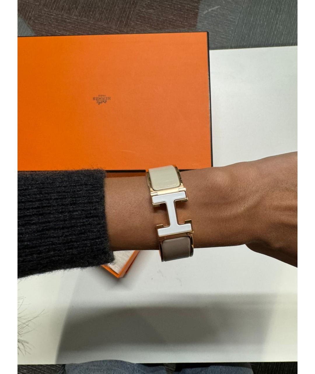 HERMES Золотой металлический браслет, фото 4