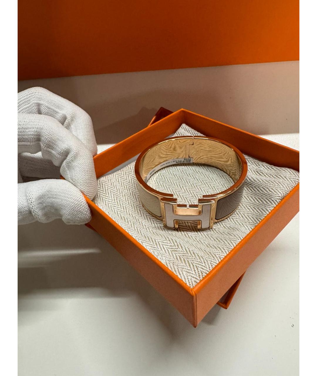 HERMES Золотой металлический браслет, фото 3