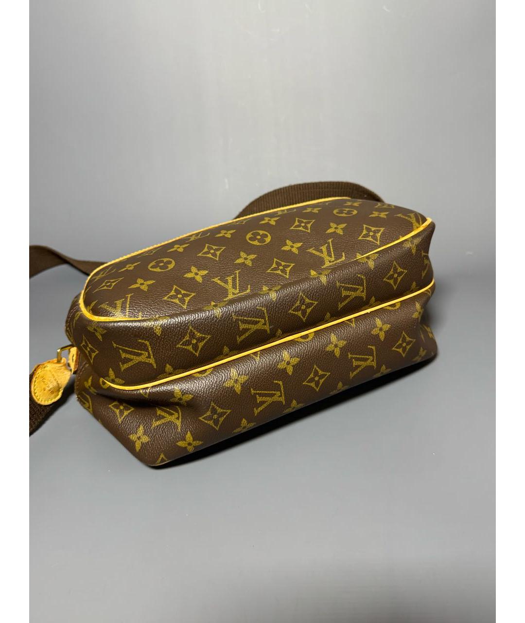 LOUIS VUITTON Коричневая кожаная сумка через плечо, фото 5