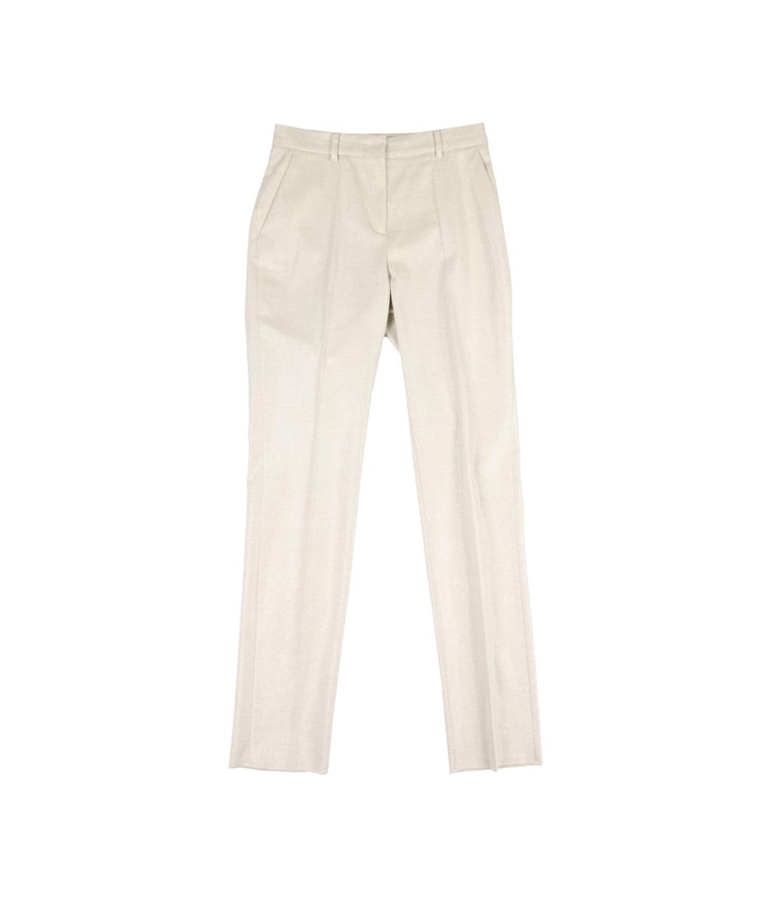 MAX MARA STUDIO Бежевые хлопковые прямые брюки, фото 1