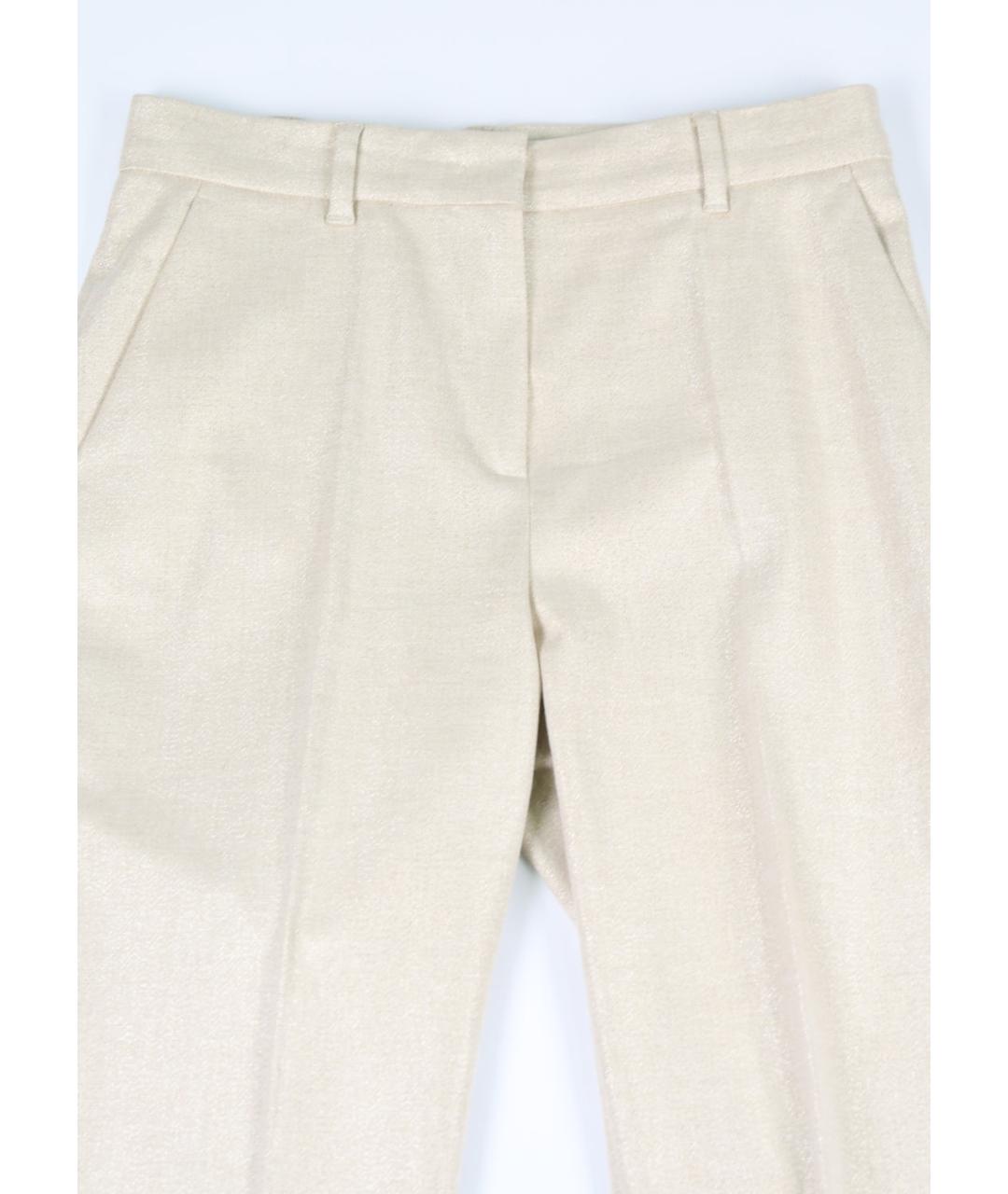 MAX MARA STUDIO Бежевые хлопковые прямые брюки, фото 4