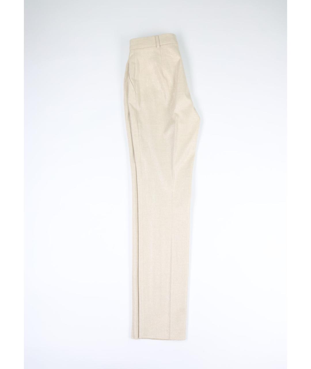 MAX MARA STUDIO Бежевые хлопковые прямые брюки, фото 2