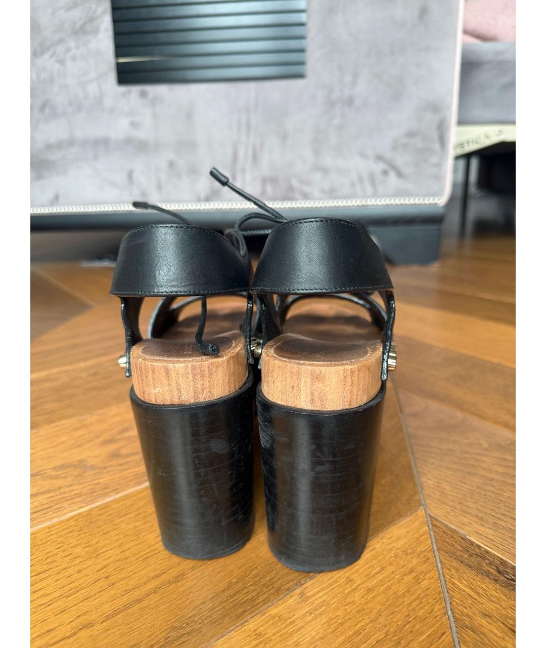 BALENCIAGA Черные кожаные босоножки, фото 4