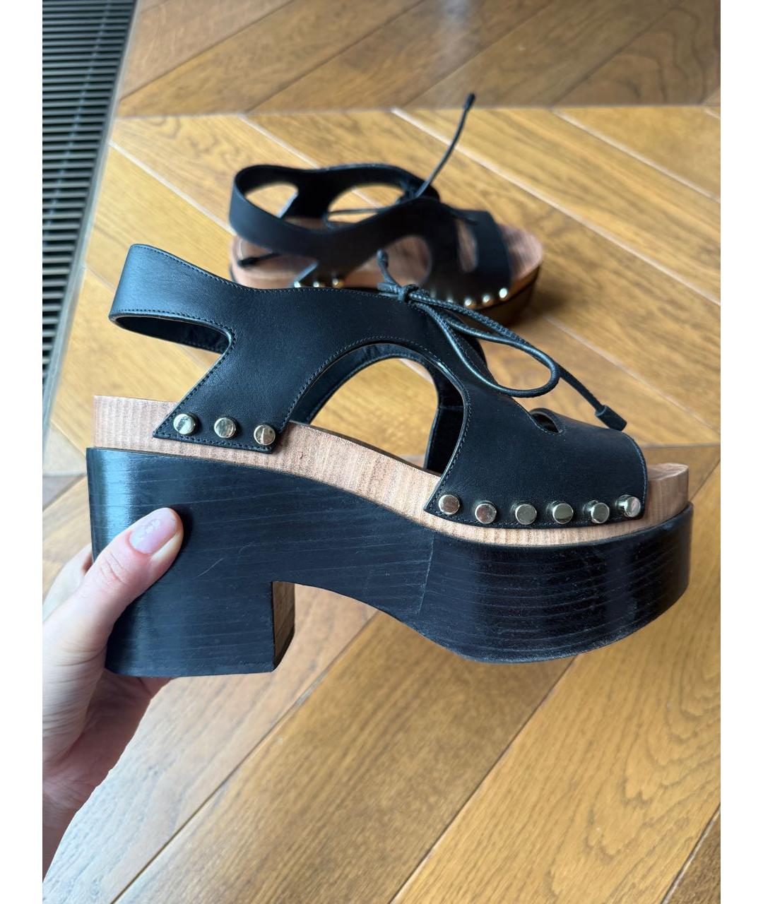 BALENCIAGA Черные кожаные босоножки, фото 5