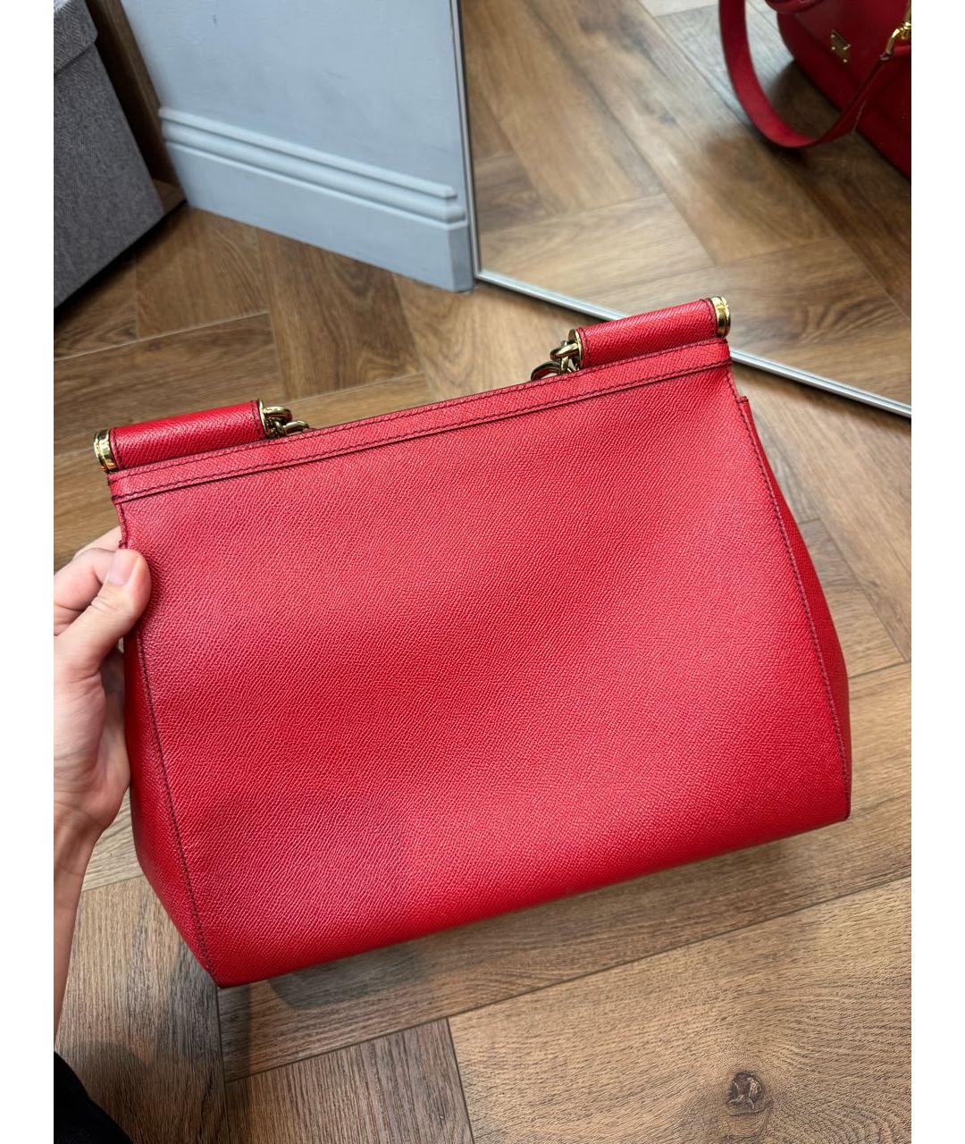 DOLCE&GABBANA Красная кожаная сумка с короткими ручками, фото 2