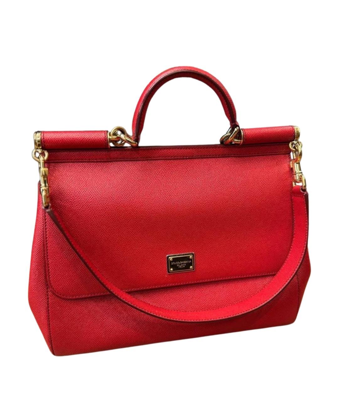 DOLCE&GABBANA Красная кожаная сумка с короткими ручками, фото 1