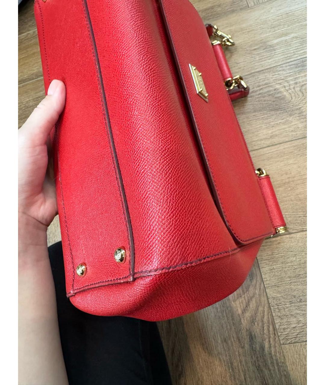 DOLCE&GABBANA Красная кожаная сумка с короткими ручками, фото 7