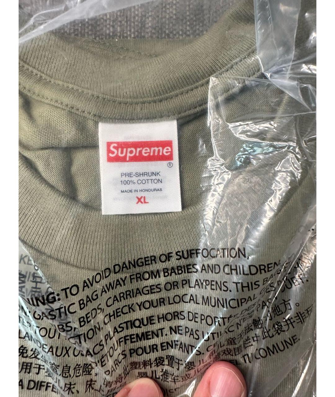 SUPREME Хаки футболка, фото 3