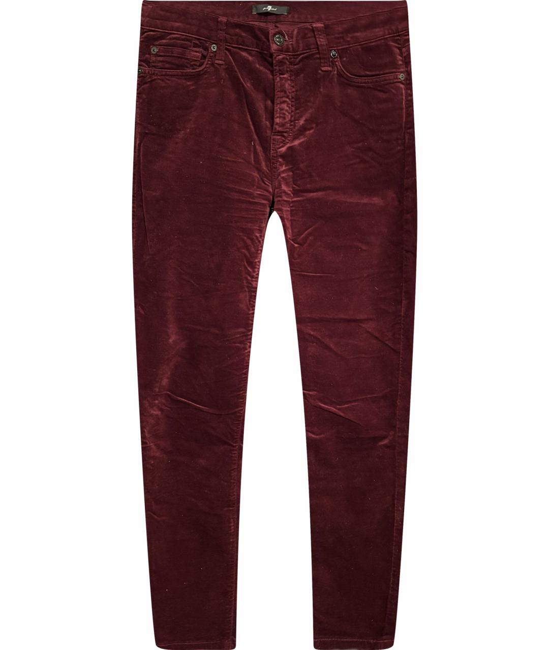 7 FOR ALL MANKIND Бордовые хлопко-эластановые брюки узкие, фото 1