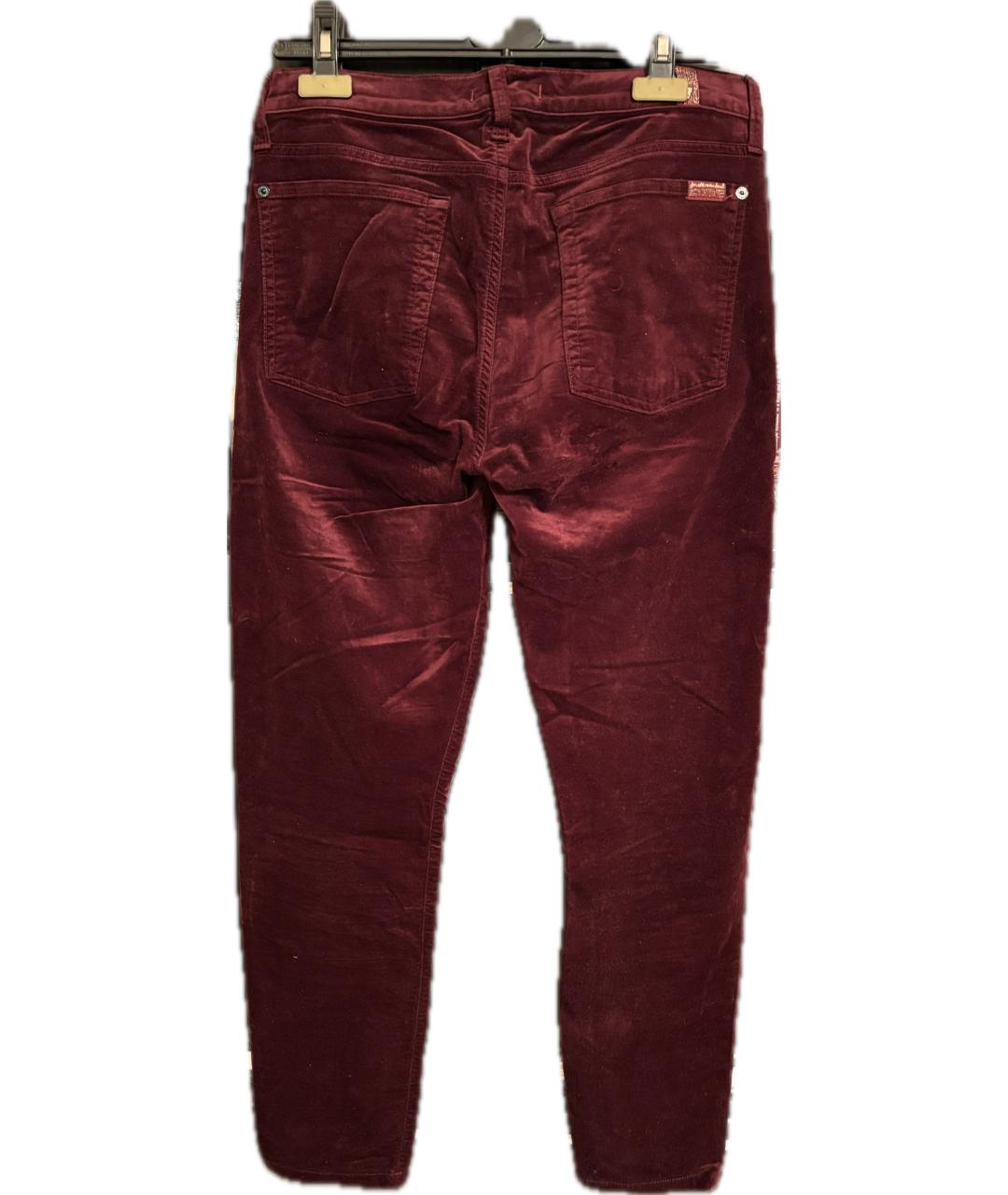 7 FOR ALL MANKIND Бордовые хлопко-эластановые брюки узкие, фото 3