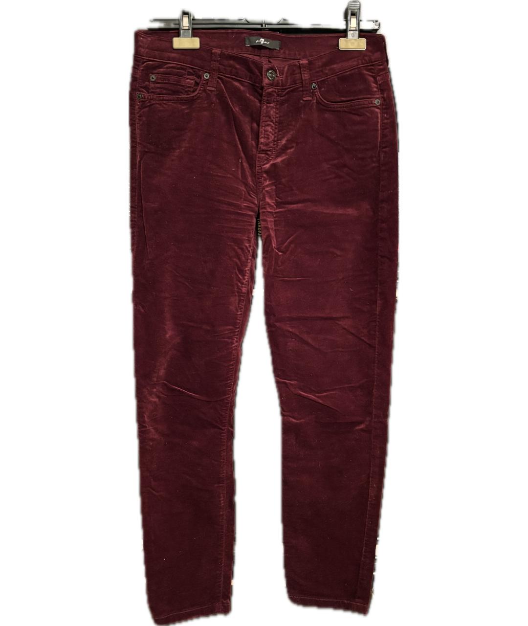 7 FOR ALL MANKIND Бордовые хлопко-эластановые брюки узкие, фото 6