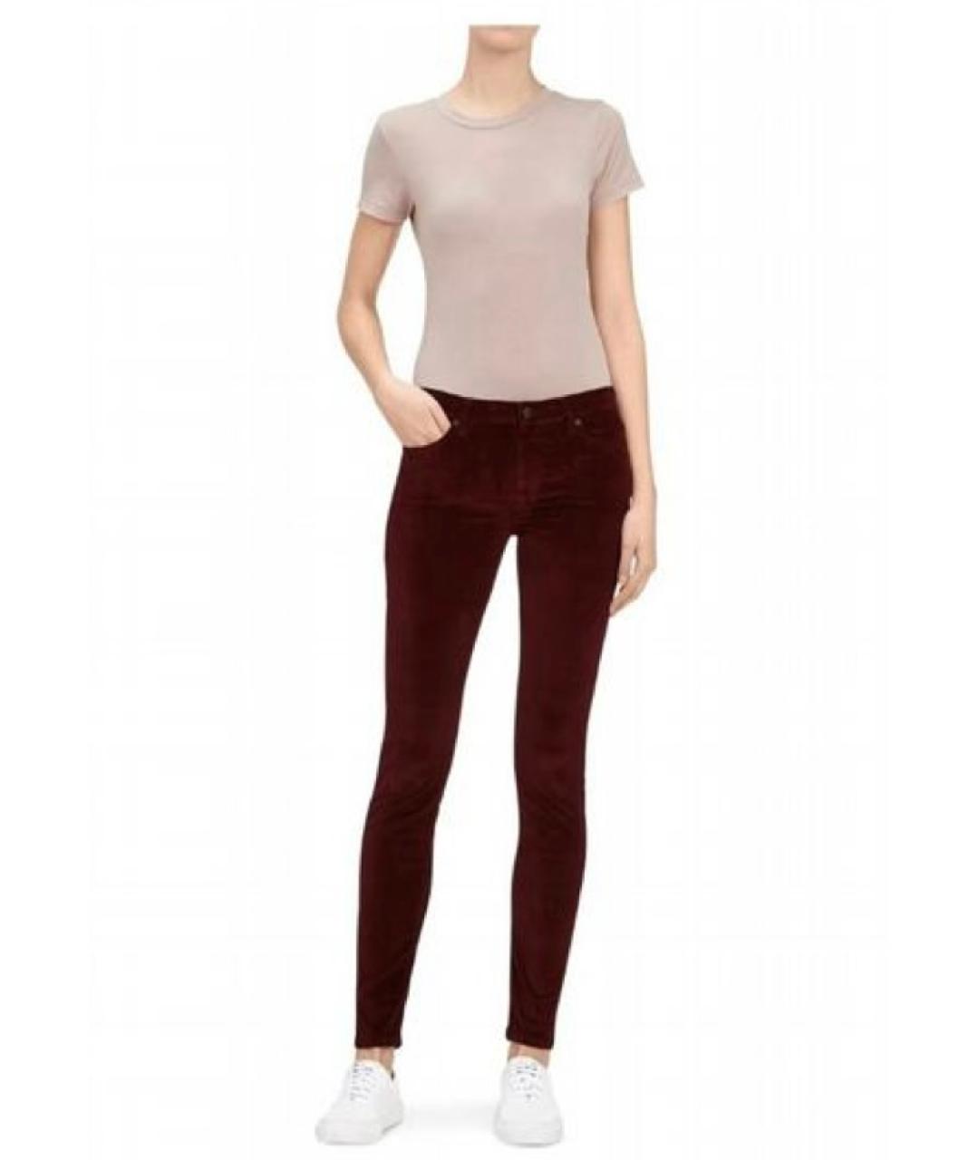 7 FOR ALL MANKIND Бордовые хлопко-эластановые брюки узкие, фото 2