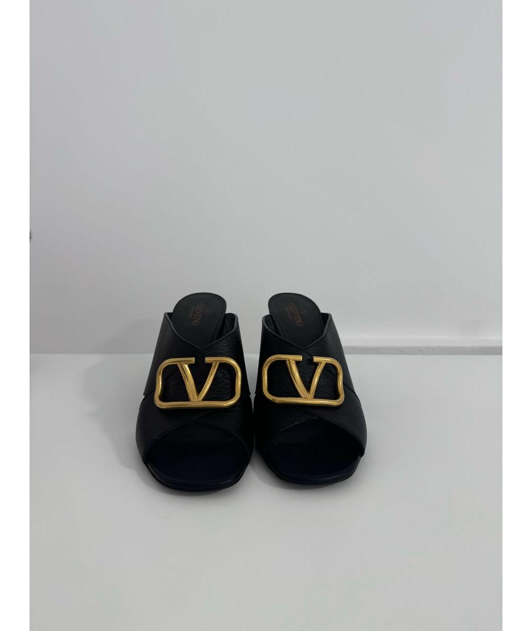 VALENTINO Черные кожаные мюли, фото 3