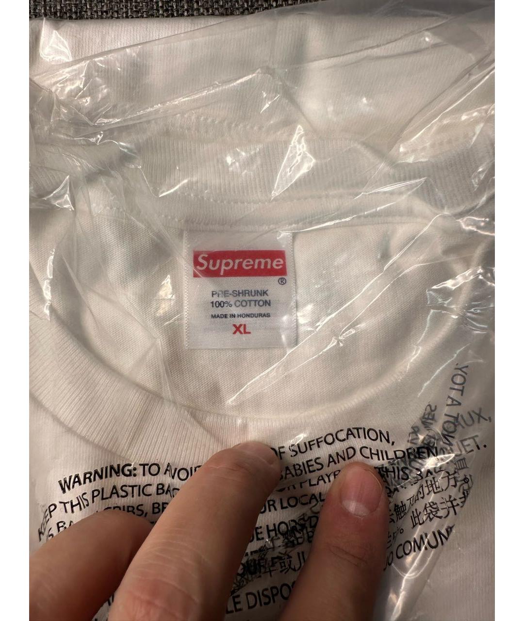 SUPREME Белая футболка, фото 4