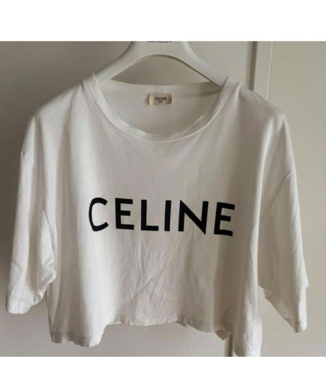 CELINE Белая хлопковая футболка, фото 5