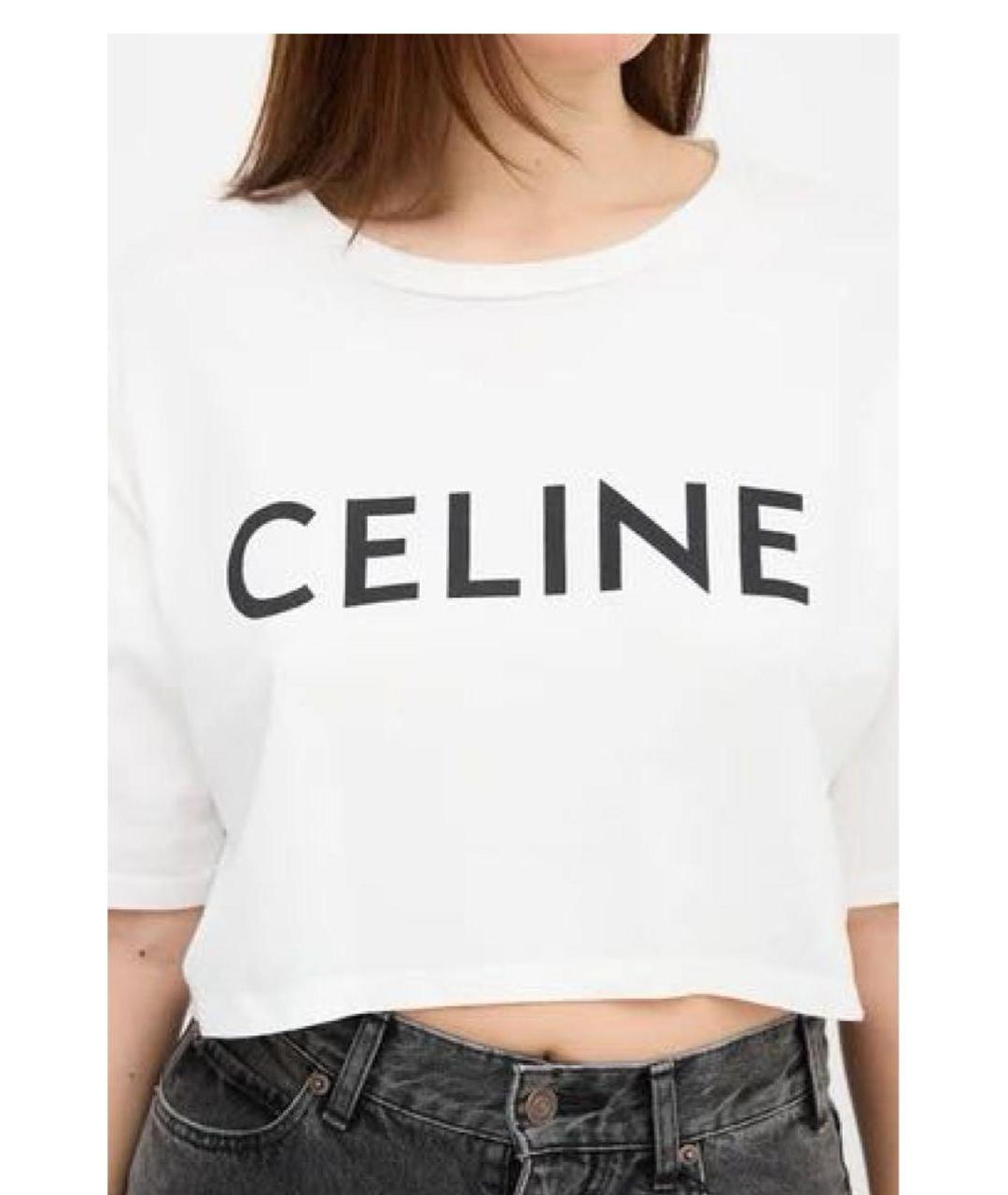 CELINE Белая хлопковая футболка, фото 4