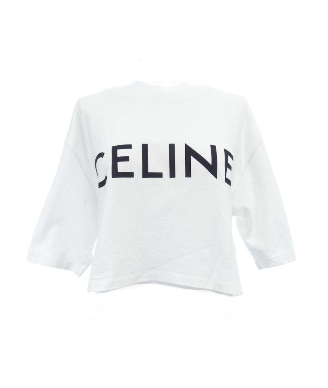 CELINE Белая хлопковая футболка, фото 1