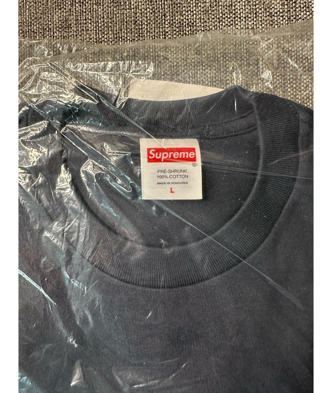 SUPREME Темно-синяя футболка, фото 4