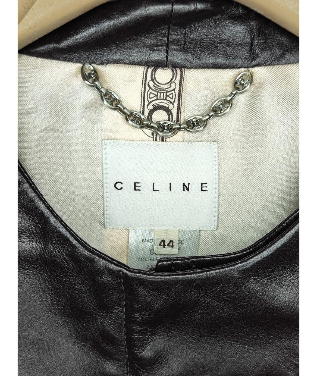 CELINE Коричневая кожаная куртка, фото 3