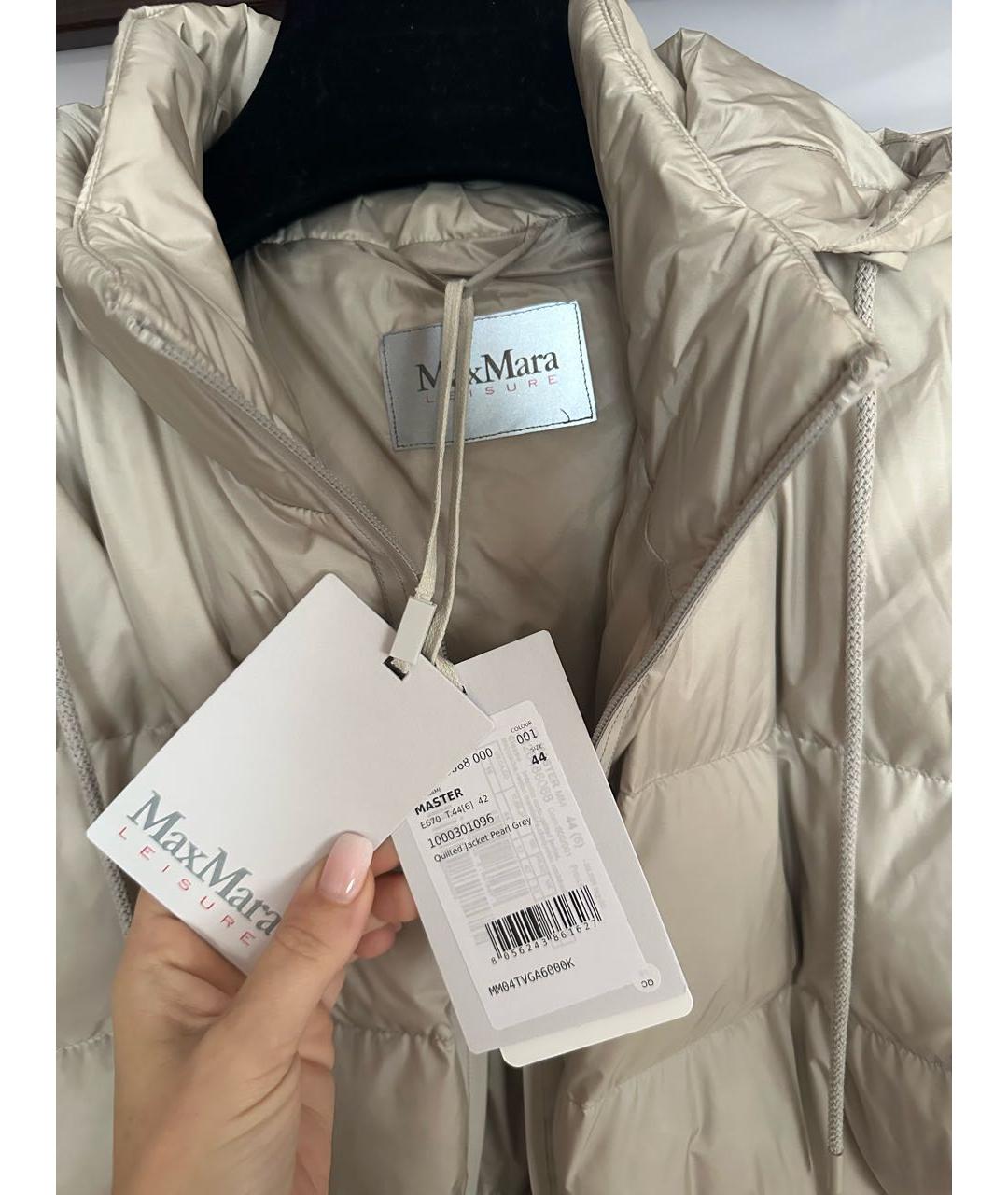 MAX MARA Серый полиамидовый пуховик, фото 3