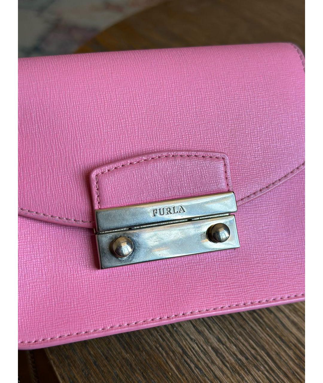 FURLA Розовая кожаная сумка через плечо, фото 6